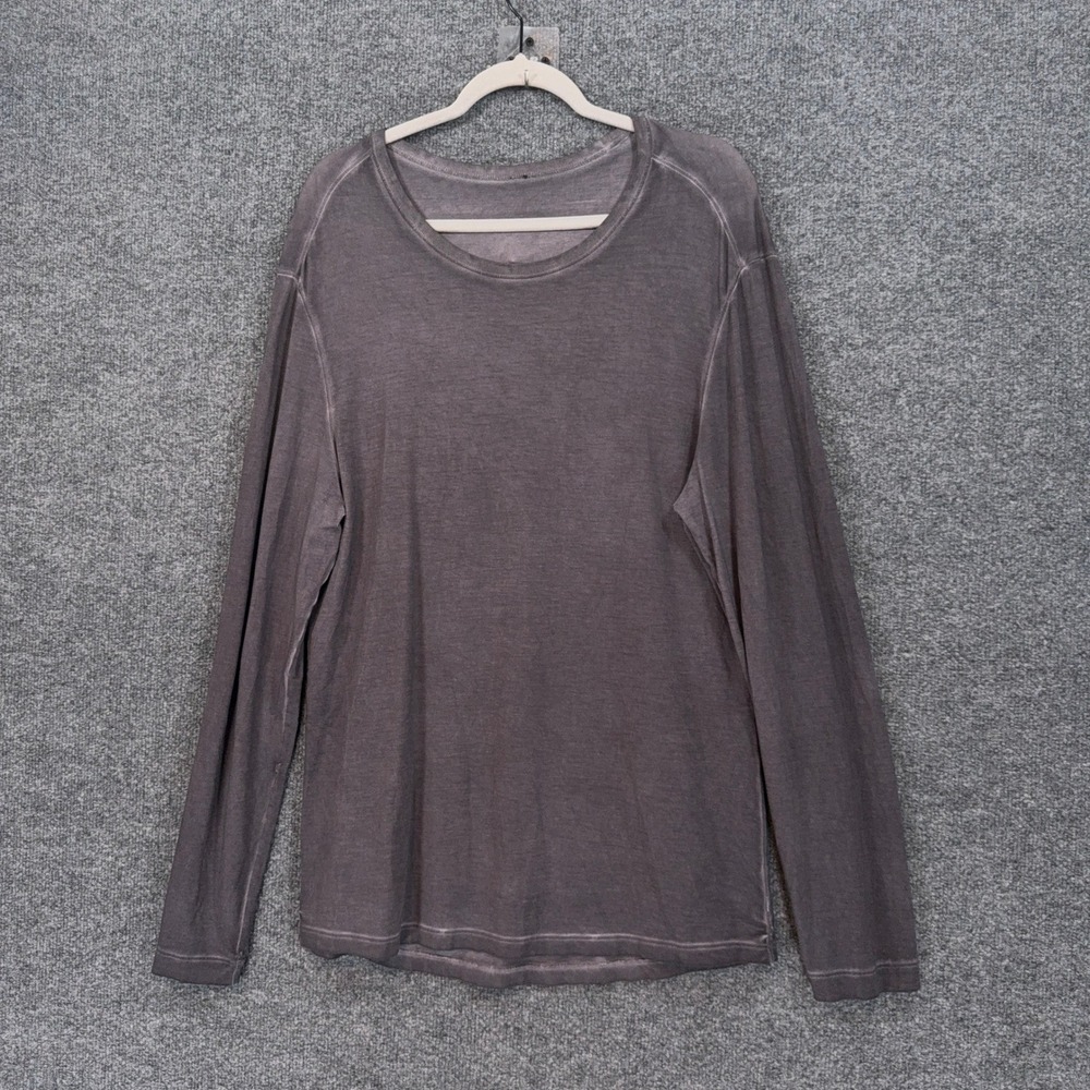 Lululemon Long Sleeve Shirt Mens Large Gray Garment Dyed Activewear Tshirt